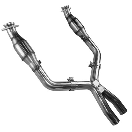 3" x 2-1/2" SS Catted X-Pipe.  2005-2010 Mustang GT 4.6L 3V.