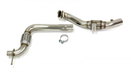 3" x 2-1/4" SS GREEN Catted OEM Downpipe. 2015-2023 Mustang EcoBoost.