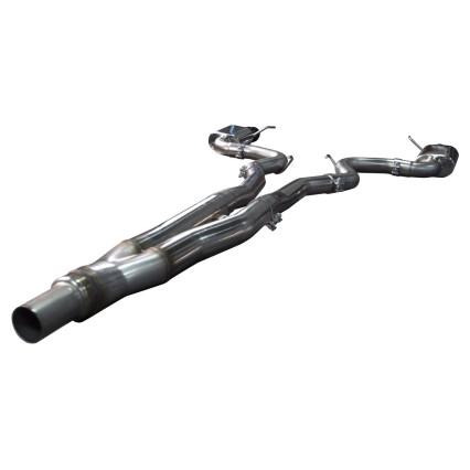 2-1/4" x 2-1/2" SS Cat-Back Exhaust w/Black Tips. 2015-2017 Mustang EcoBoost.