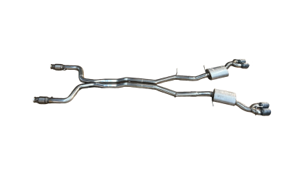 3" SS GREEN Catted Header-Back Exhaust w/Black Tips. 2016-2020 Cadillac CTS-V.