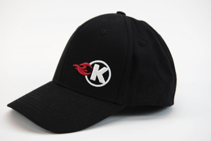 KOOKS BLACK FLEXFIT K-FLAME LOGO HAT - CURVED BRIM