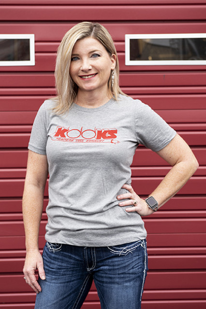 HEATHER GREY WOMEN'S T-SHIRT - RED SCREEN PRINTED KOOKS LOGO ON FRONT