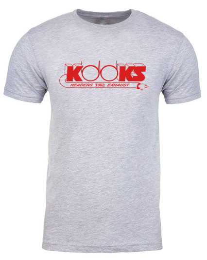 HEATHER GREY WOMEN'S T-SHIRT - RED SCREEN PRINTED KOOKS LOGO ON FRONT