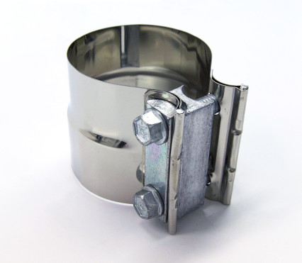 3" Stainless 2-Bolt Stepped Band Clamp for Non-Notched Slip Joint Connections.